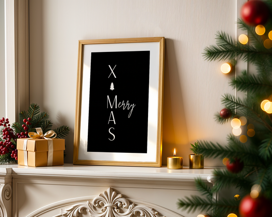 Merry XMAS Poster – Minimalistisches Weihnachtsdesign