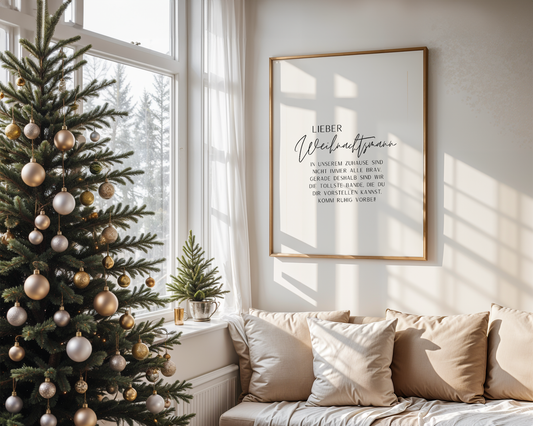 Weihnachtliche Wandkunst | Lieber Weihnachtsmann Typografie