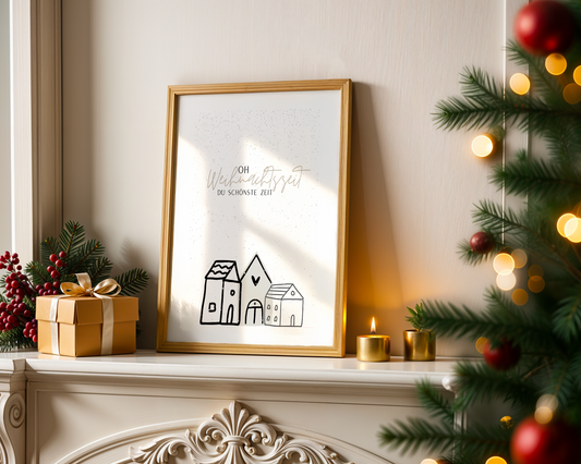 Oh Weihnachtszeit – Du schönste Zeit Poster | Minimalistisches Weihnachtsdesign auf mattem Premiumpapier.