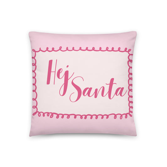 Kissen „Hej Santa“ – Rosa Weihnachtskissen im Skandi-Stil