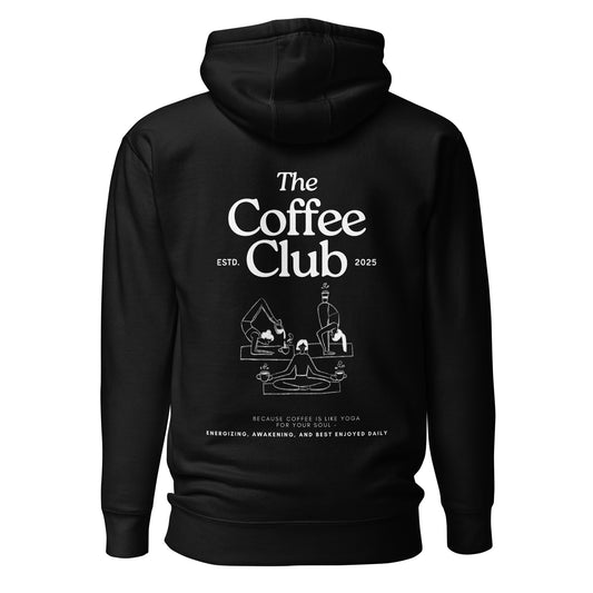 Hoodie the Coffee Club – Premium Unisex Sweater mit Yoga & Kaffee Design