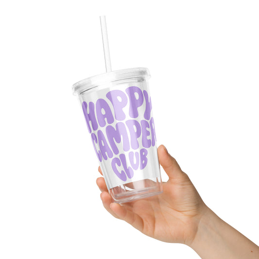 Happy Camper Becher | Lila mit Strohhalm und Deckel