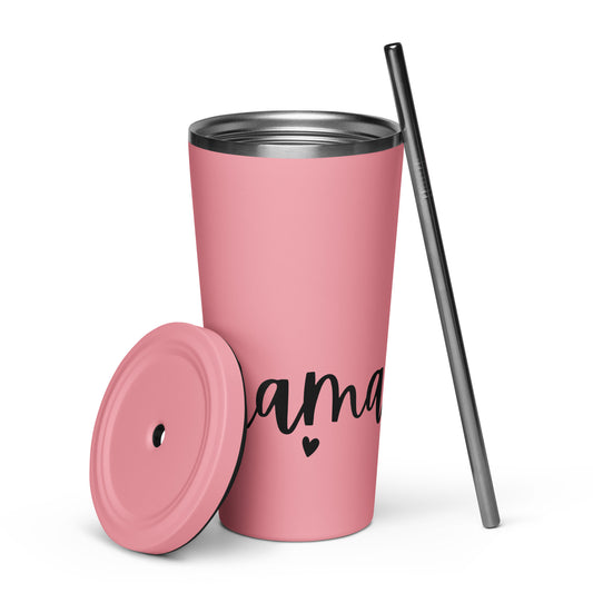 MAMA Thermobecher – Stylischer Edelstahlbecher mit Strohhalm