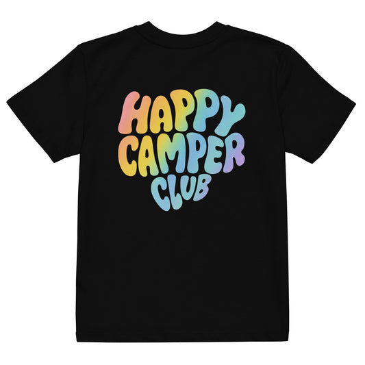 Bio-Baumwoll- Happy Camper Club Kinder-T-Shirt | schwarz bunt | Unisex