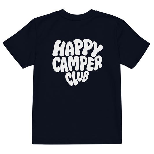 Bio-Baumwoll- Kids Shirt HAPPY CAMPER CLUB | Navy mit weissem Rückenprint | Unisex