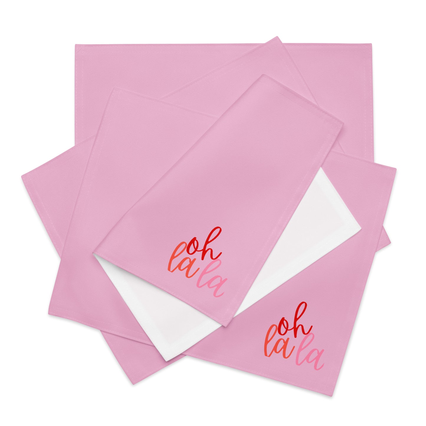 Tischset-Set „Oh La La“ (4 Stück) – Rosa Tischdeko mit Stil