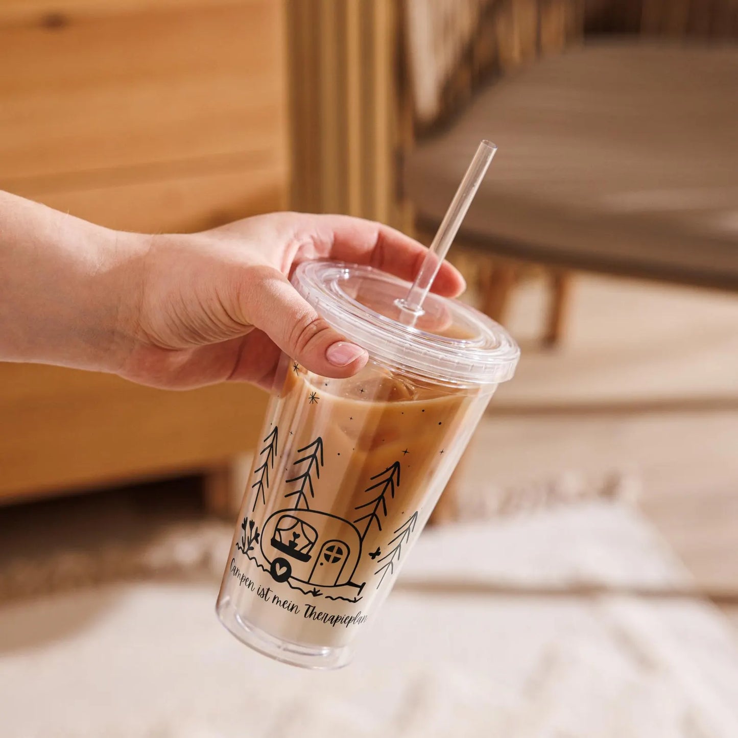 Trinkbecher mit Strohhalm | Campen ist mein Therapieplan