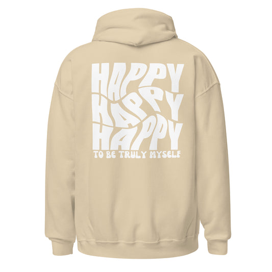 Happy Happy Happy Hoodie – beige | Selflove Statement