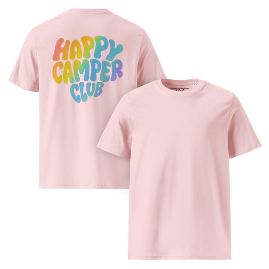 Happy Camper Club Bio-Baumwoll-T-Shirt | pink mit buntem Aufdruck