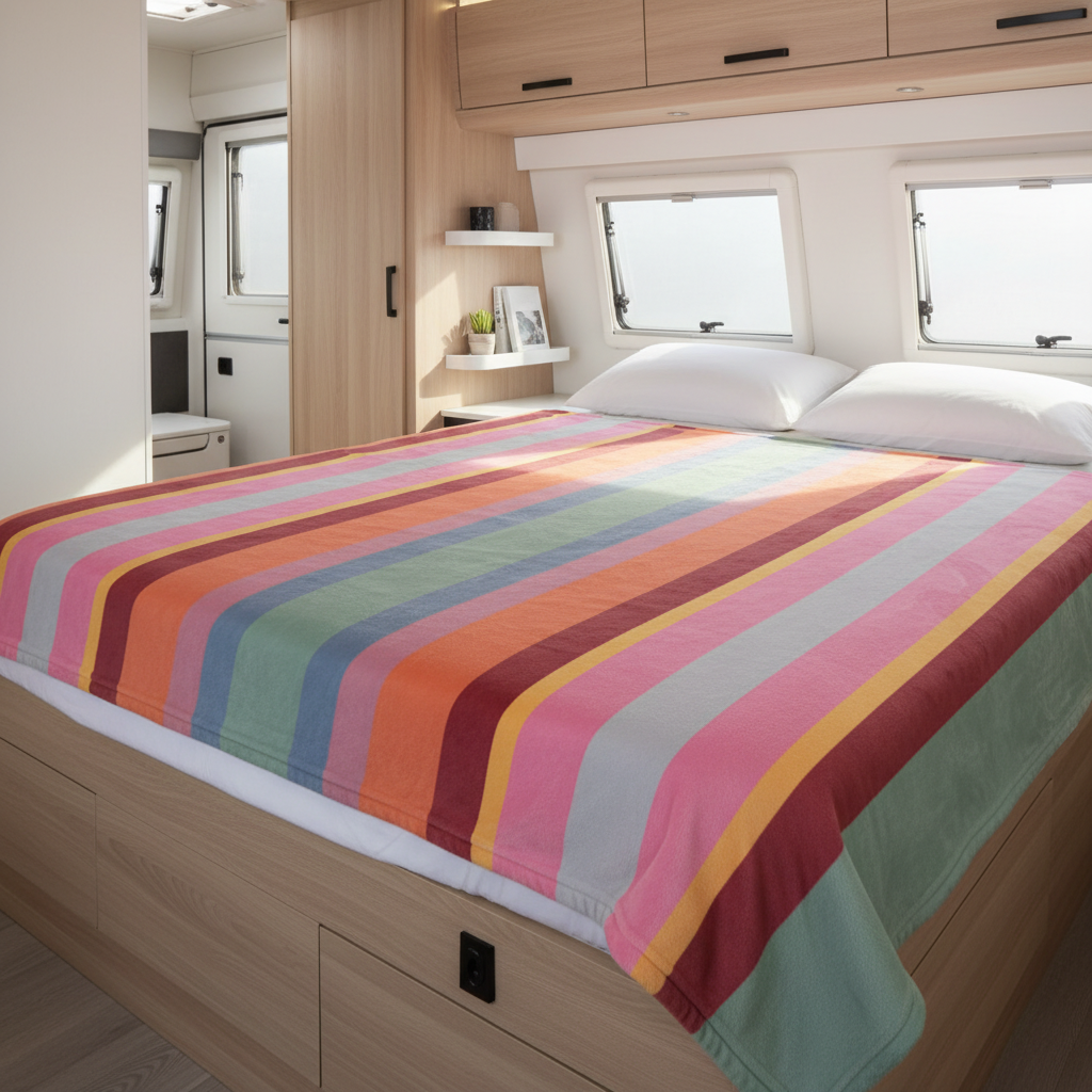 Premium Tagesdecke im klassischen Wolkenschoenshop Streifendesign