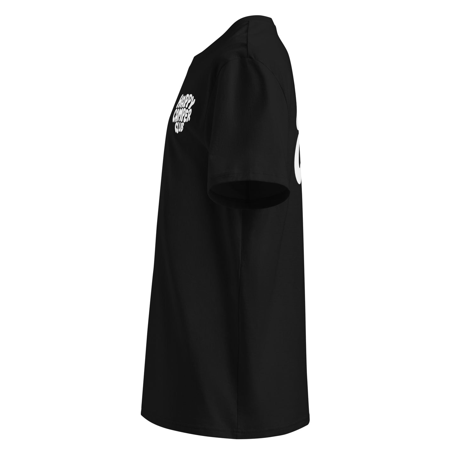 Schwarzes Happy Camper Club Unisex T-Shirt aus Bio-Baumwolle