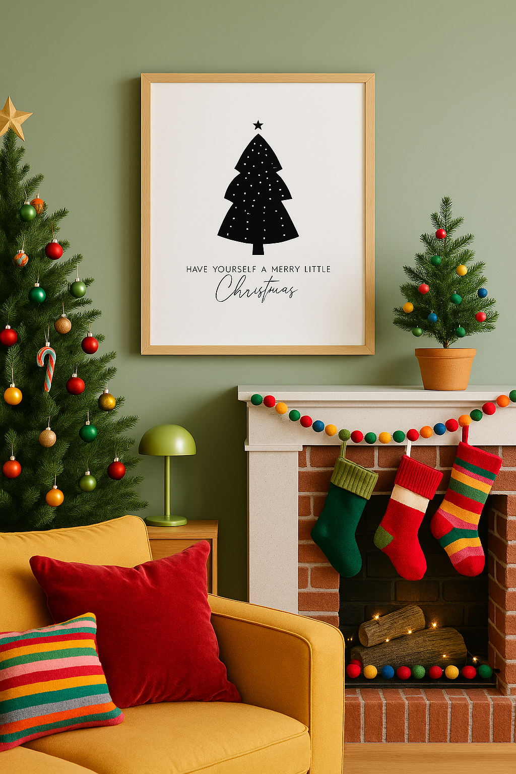 Minimal Christmas Print | Modernes Weihnachtsbild in Schwarz-Weiß