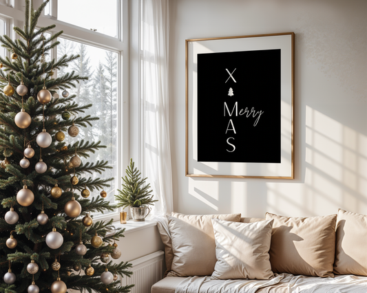 Merry XMAS Poster – Minimalistisches Weihnachtsdesign