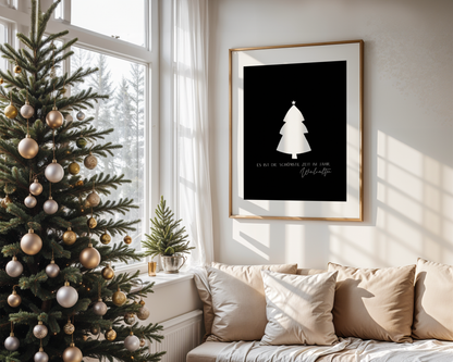 Minimal Christmas Art Print | Schwarzes Weihnachtsbild im modernen Skandi-Look