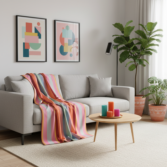 Premium Tagesdecke im klassischen Wolkenschoenshop Streifendesign