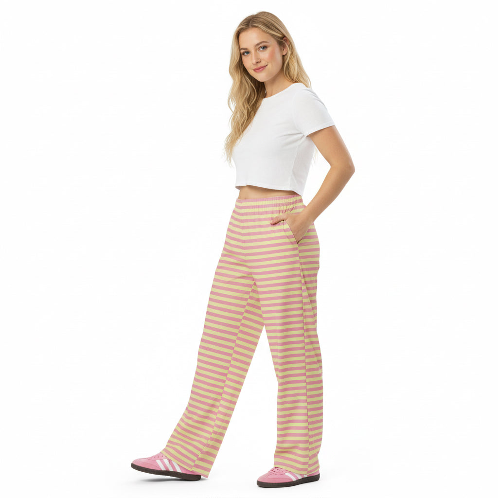 Sommerliche Streifenhose Charly | gelb-rosa