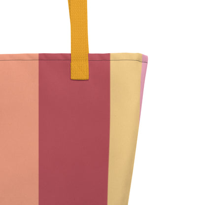 Tasche „Happy Camper Club“ – Bunter große Stoffbeutel im Wolkenschoenshop Streifendesign