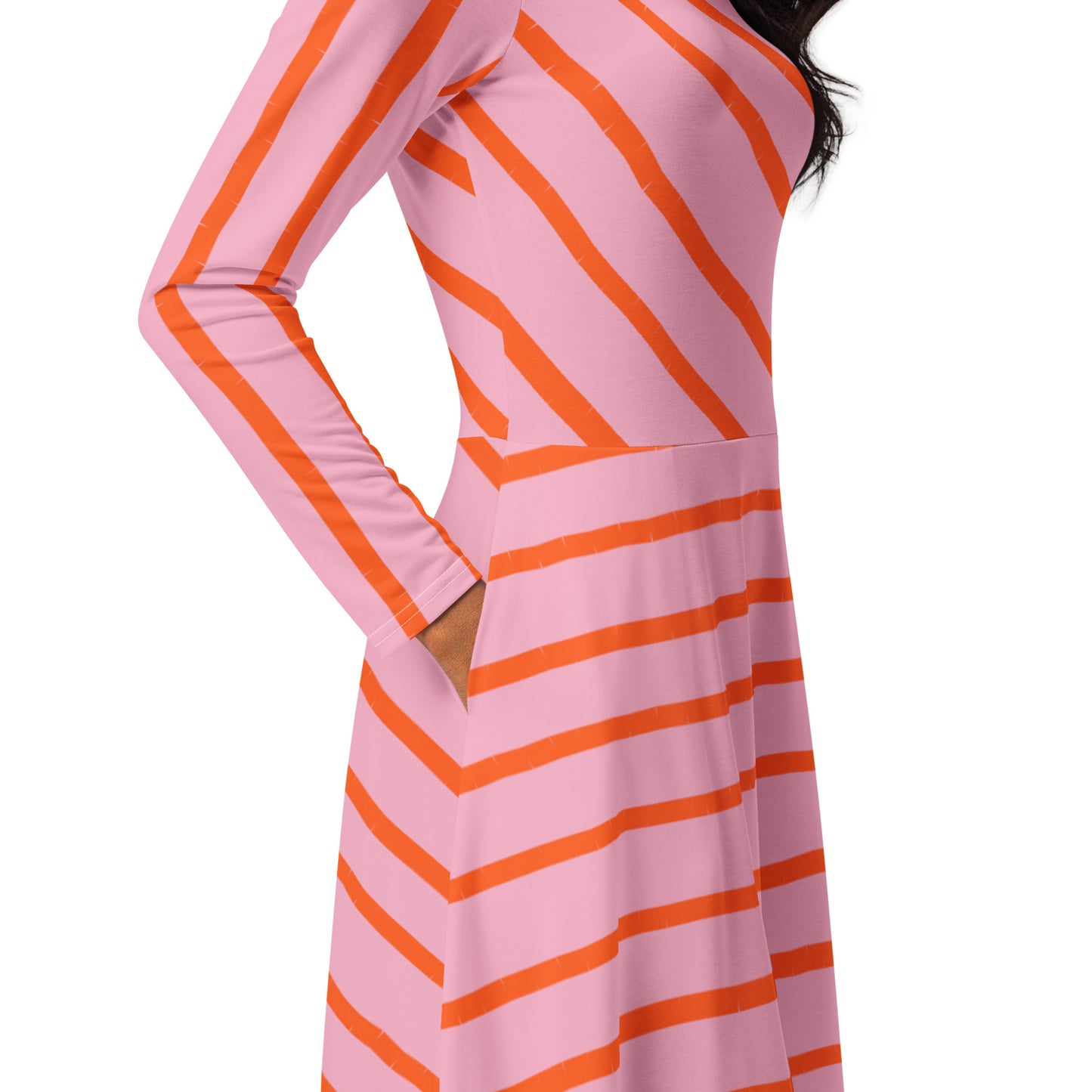 Sommerkleid Charlotte - Rosé Streifen Midi