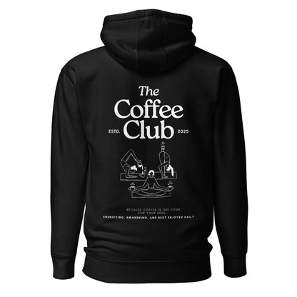 Hoodie the Coffee Club  – Premium Unisex Sweater mit Yoga & Kaffee Design
