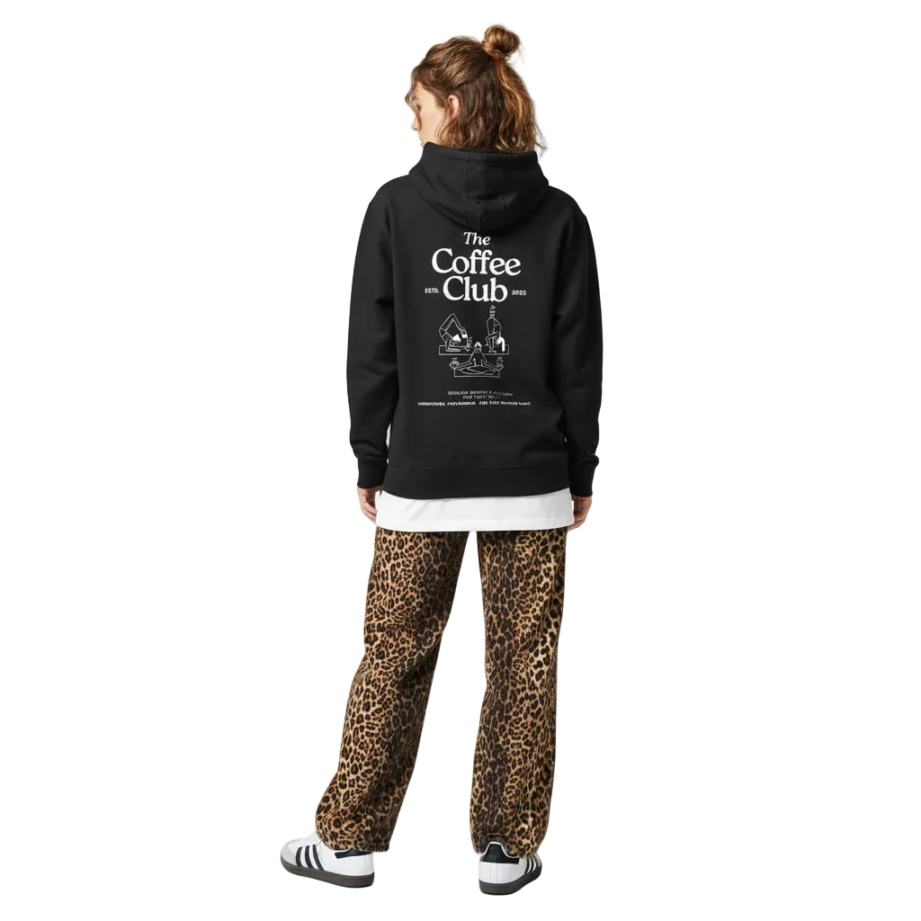 Hoodie the Coffee Club  – Premium Unisex Sweater mit Yoga & Kaffee Design