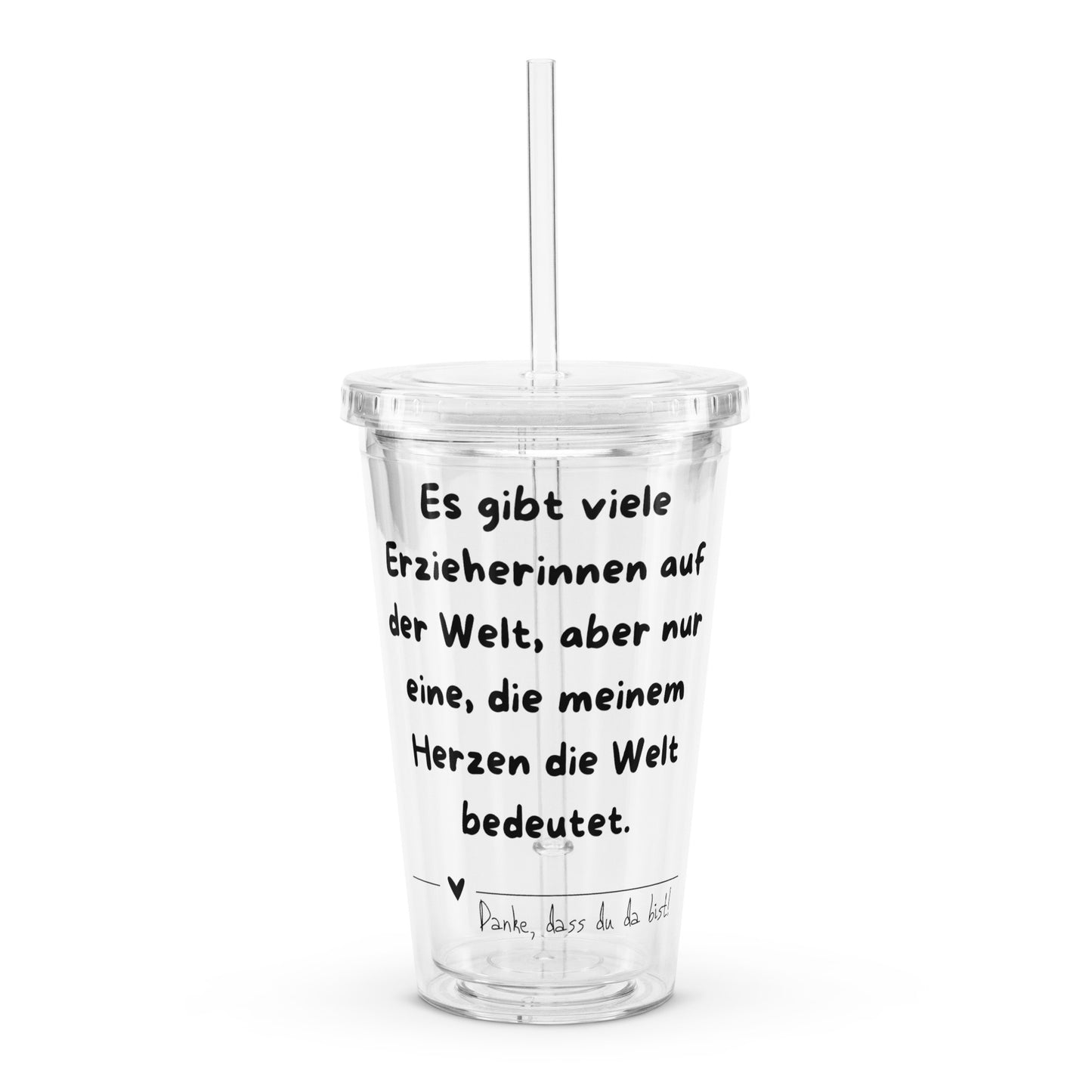Erzieherin Becher – „Danke, dass du da bist“ | Isolierter Acrylbecher mit Strohhalm | Geschenk für Erzieherinnen