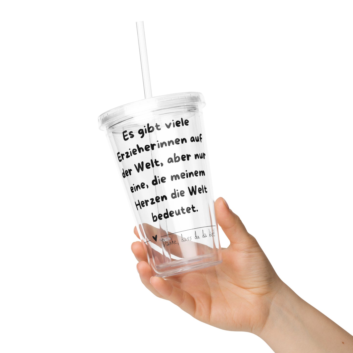 Erzieherin Becher – „Danke, dass du da bist“ | Isolierter Acrylbecher mit Strohhalm | Geschenk für Erzieherinnen