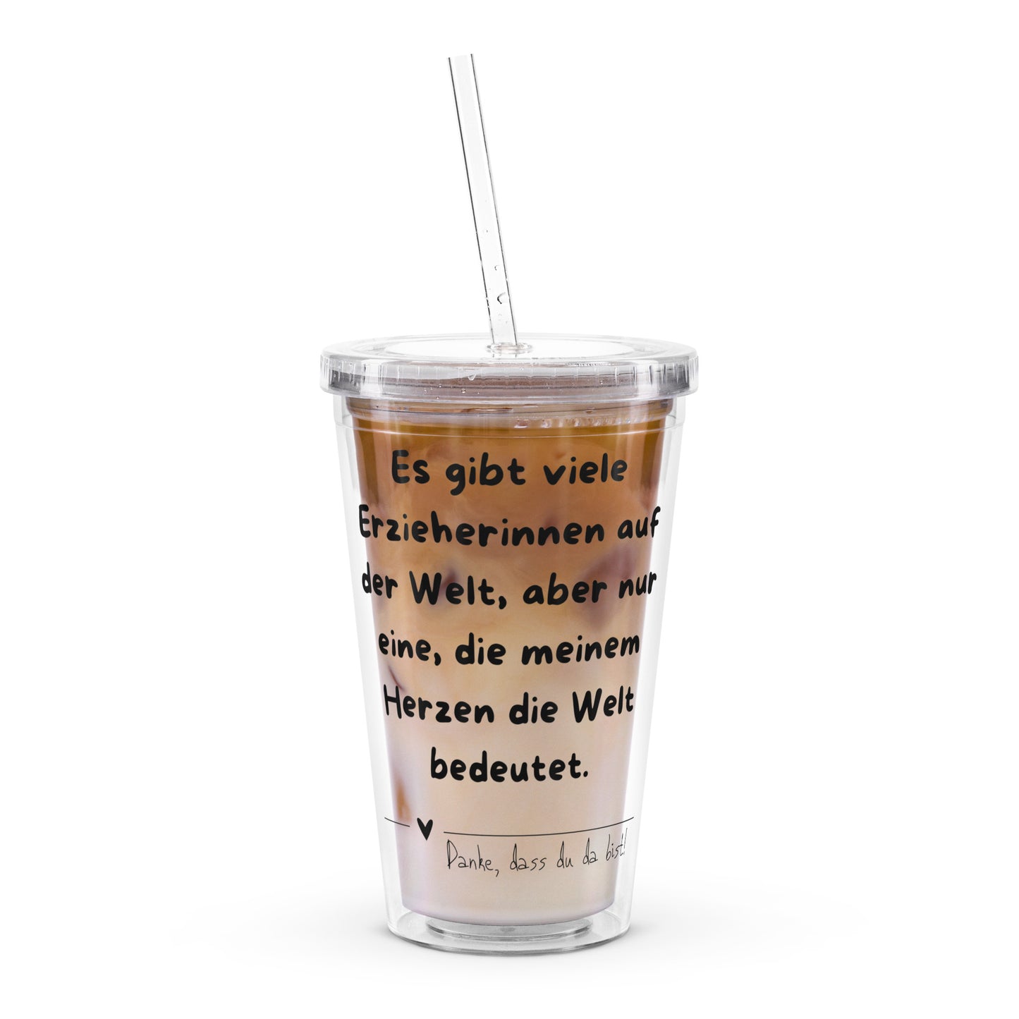 Erzieherin Becher – „Danke, dass du da bist“ | Isolierter Acrylbecher mit Strohhalm | Geschenk für Erzieherinnen