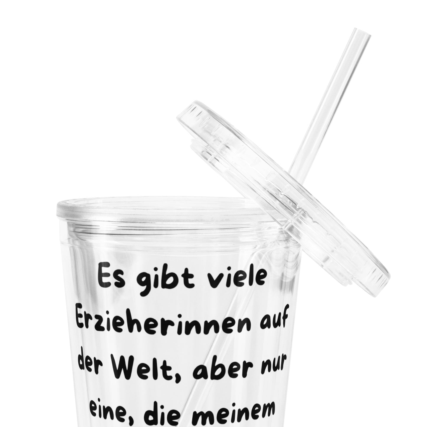 Erzieherin Becher – „Danke, dass du da bist“ | Isolierter Acrylbecher mit Strohhalm | Geschenk für Erzieherinnen