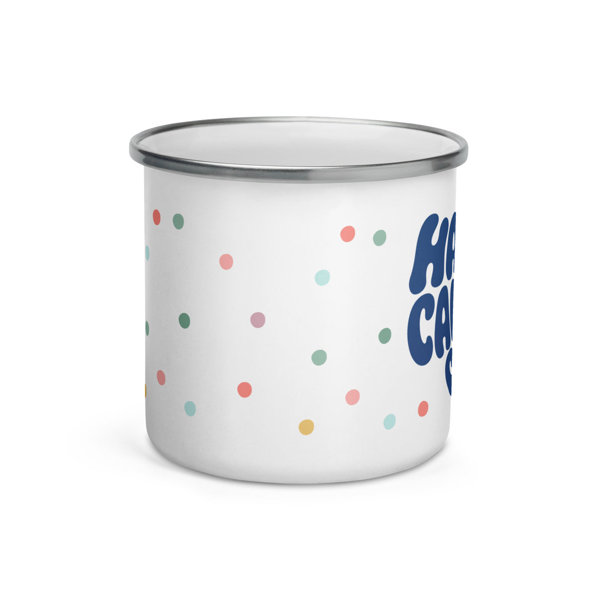 Happy Camper Club bunte Emailletasse BLAU