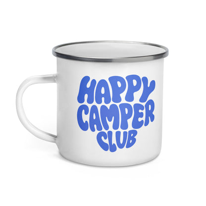 Tasse Happy Camper | blaues Design | Emailletasse