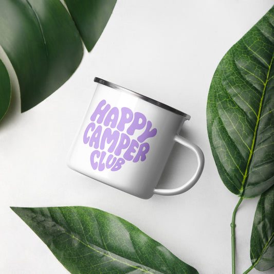 Tasse Happy Camper | Lila Design | Emailletasse