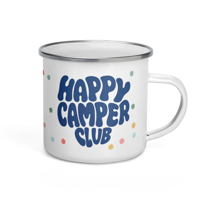 Happy Camper Club bunte Emailletasse BLAU