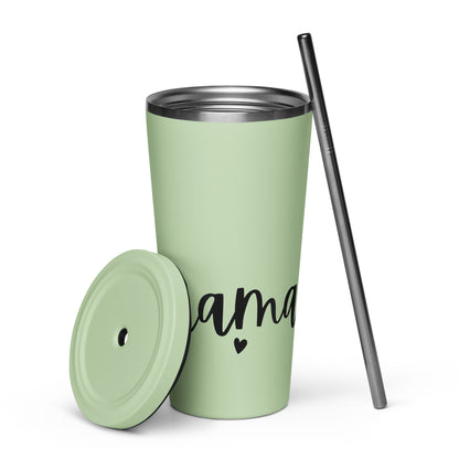 MAMA Thermobecher – Stylischer Edelstahlbecher mit Strohhalm