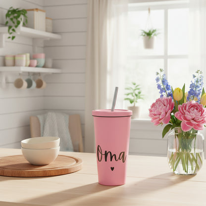 Thermobecher mit Strohhalm | Geschenkidee für Oma