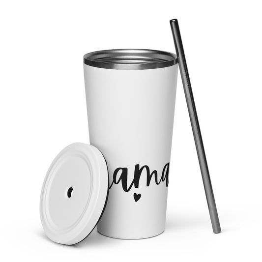 MAMA Thermobecher – Stylischer Edelstahlbecher mit Strohhalm
