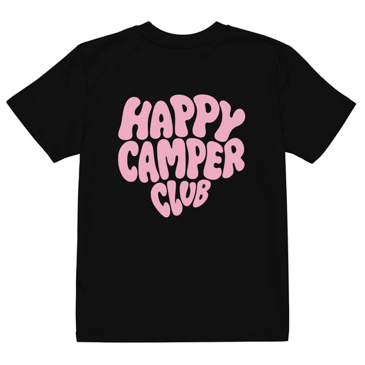 Bio-Baumwoll- Happy Camper Club Kinder-T-Shirt | schwarz pink | Unisex