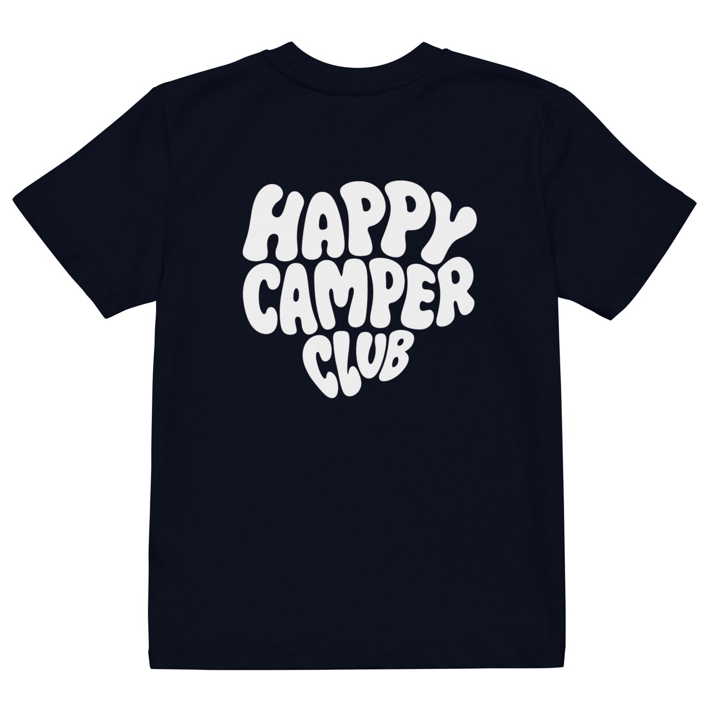 Bio-Baumwoll- Kids Shirt HAPPY CAMPER CLUB | Navy mit weissem Rückenprint | Unisex