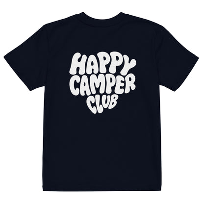 Bio-Baumwoll- Kids Shirt HAPPY CAMPER CLUB | Navy mit weissem Rückenprint | Unisex