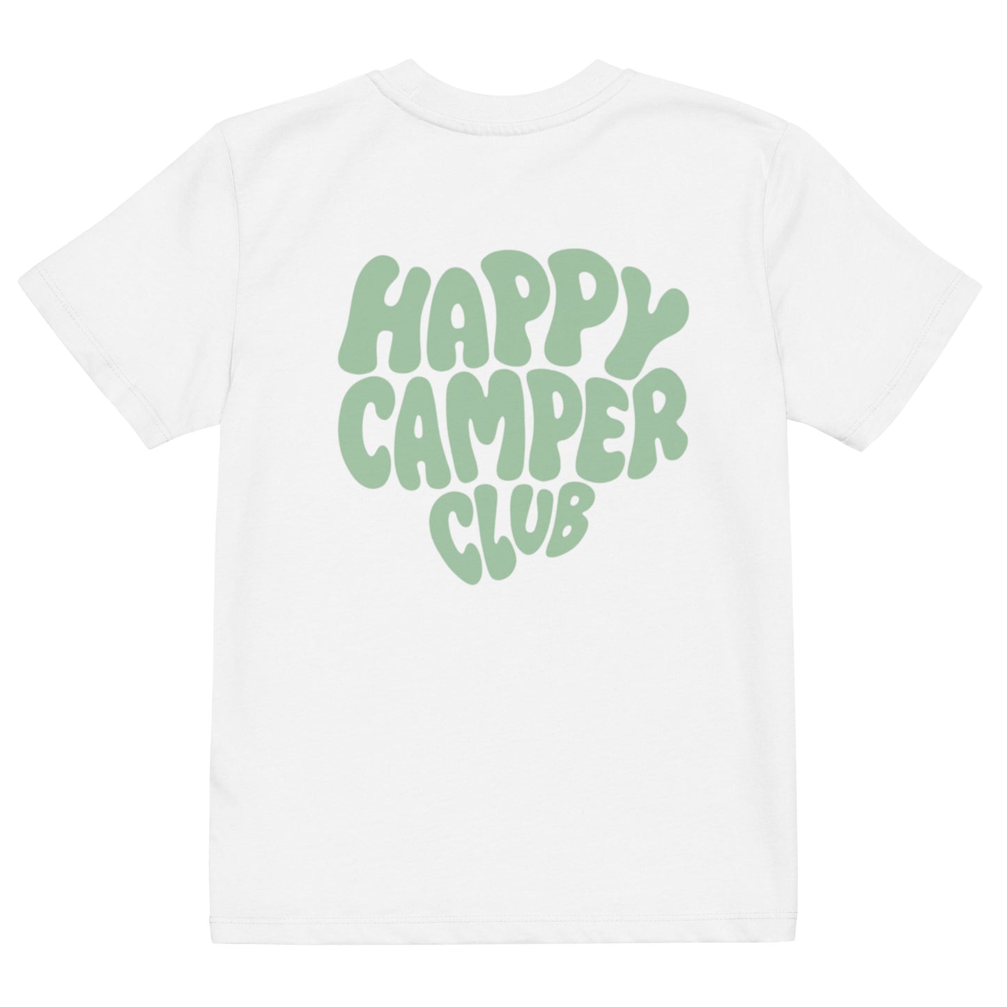 Bio-Baumwoll-T-Shirt Happy Camper Club | weisses Shirt mit mintfarbenen Aufdruck | Unisex