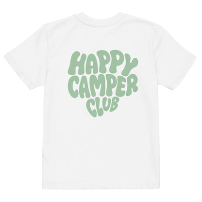 Bio-Baumwoll-T-Shirt Happy Camper Club | weisses Shirt mit mintfarbenen Aufdruck | Unisex
