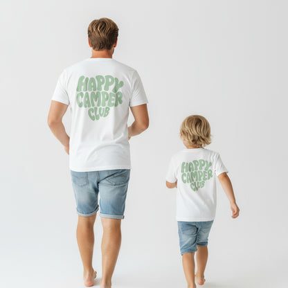 Bio-Baumwoll-T-Shirt Happy Camper Club | weisses Shirt mit mintfarbenen Aufdruck | Unisex