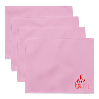 Tischset-Set „Oh La La“ (4 Stück) – Rosa Tischdeko mit Stil