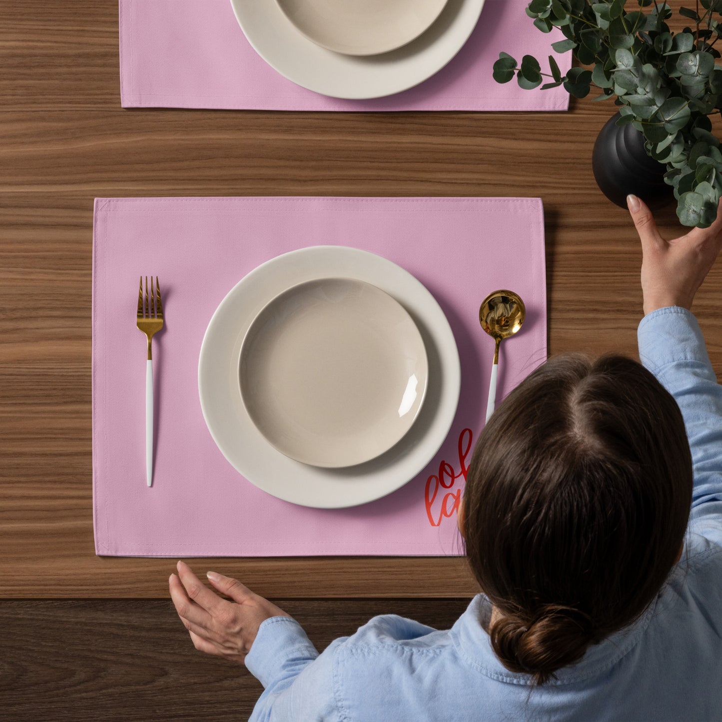 Tischset-Set „Oh La La“ (4 Stück) – Rosa Tischdeko mit Stil