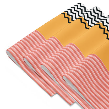 Tischset-Set „Modern Waves“ (4 Stück) – Stylische Tischdeko in Rosa, Gelb & Schwarz