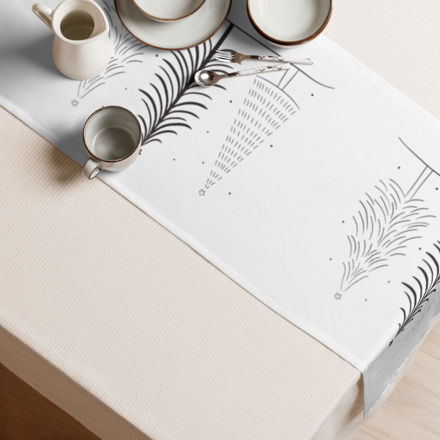 Tischläufer – Minimalistisches Weihnachtsdesign in Schwarz-Weiß