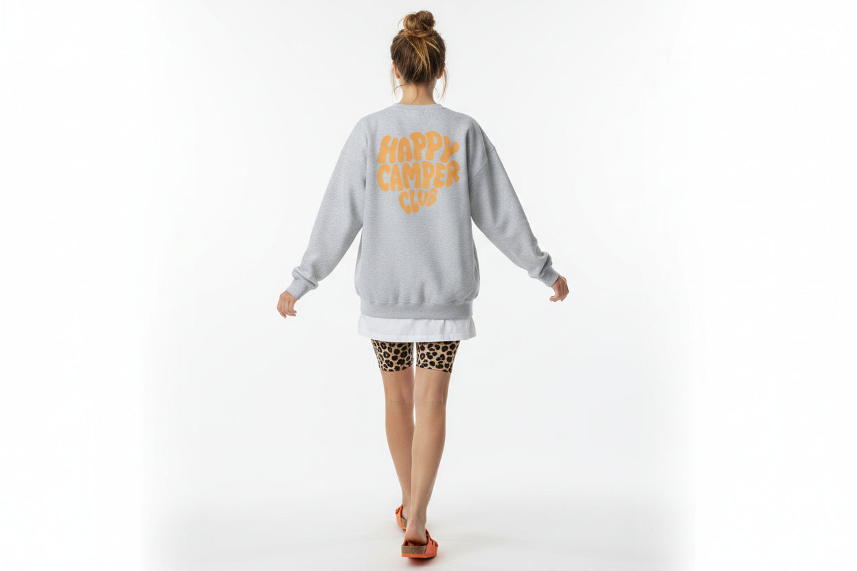 Grau Orange - Happy Camper Club Unisex-Pullover