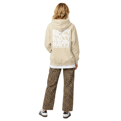 Happy Happy Happy Hoodie – beige | Selflove Statement