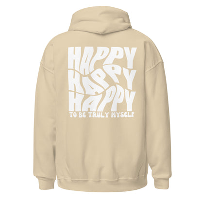 Happy Happy Happy Hoodie – beige | Selflove Statement