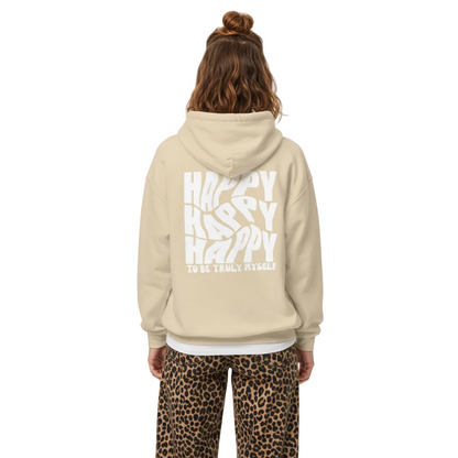 Happy Happy Happy Hoodie – beige | Selflove Statement