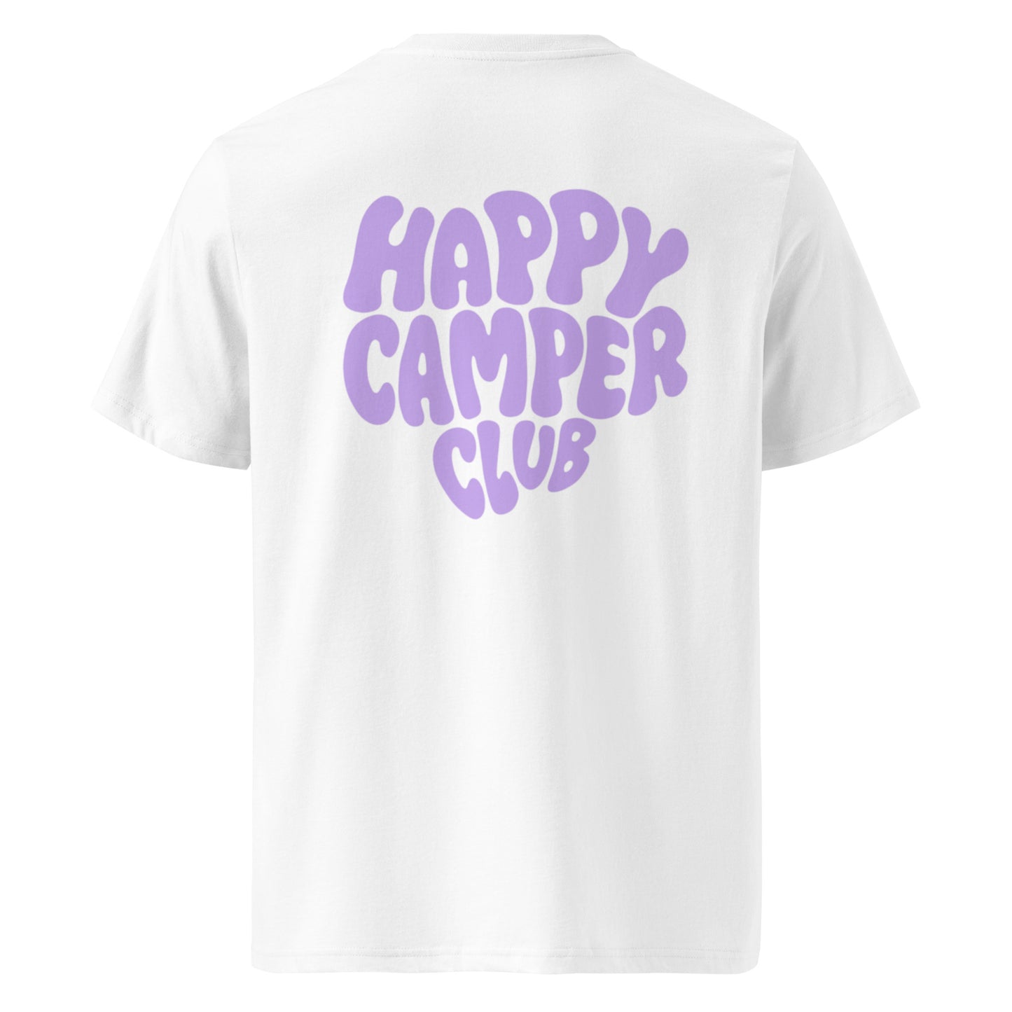 Unisex-Bio-Baumwoll Happy Camper Club T-Shirt | Lila Aufdruck